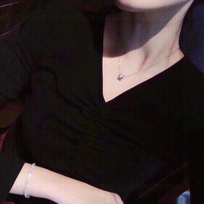 Bvlgari飾品 寶格麗專櫃款 滿鑽純銀女士項鏈 白金玫瑰金小蠻腰項鏈  zgbq3362
